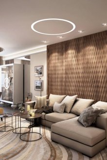 Бежово-кафяв уютен хол-трапезария