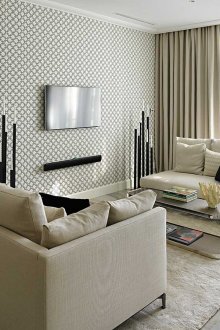 Бяла и бежова всекидневна