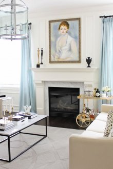 Дневна в синьо и бяло в стила на арт деко