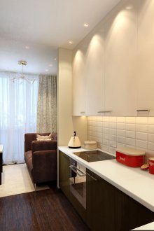 Тесни черно-бели кухня в стил арт деко