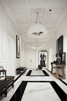 Бял дуплекс таван в коридора