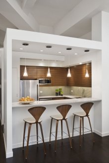 White and brown kitchen interior