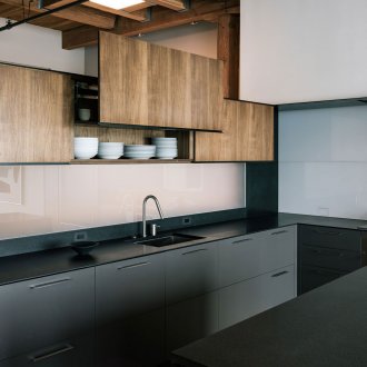 Black and brown loft style kitchen