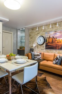 Wall with decorative brick in the kitchen