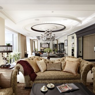 Бежова и черна всекидневна