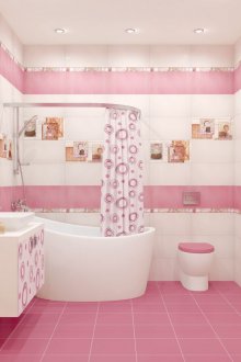 Розова и бяла баня с красиви плочки