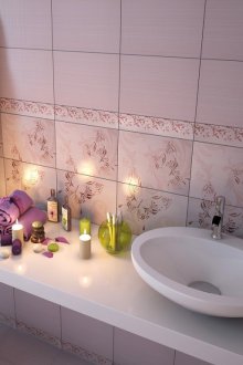 Розови елементи в декора на банята