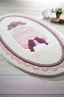 Бяла и розова Шаби шик килим за баня