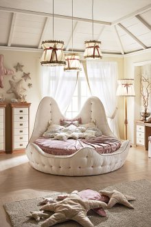 Fancy Beige Pink Round Bed