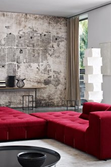 Modulares rotes Sofa im Wohnzimmer