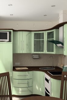 Brown-green small kitchen set