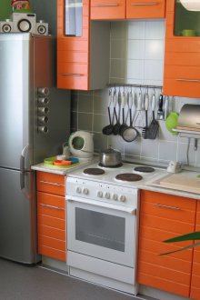Small orange-gray kitchen