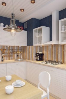 Beige and white small kitchen