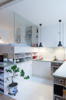 Unusual kitchen-cloakroom-bedroom