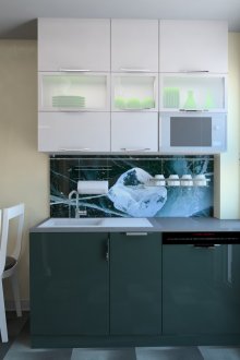 Small white and green kitchen