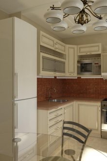Бежова и бяла кухня 11 кв.м.