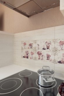 Флорална престилка в дизайна на кухнята