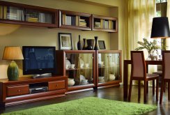 A set of cherry furniture in the living-dining room