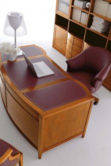 Мебелите от червено-кафява череша и кожа в изследването