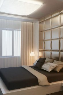 Beige, brown and white colors in the bedroom.