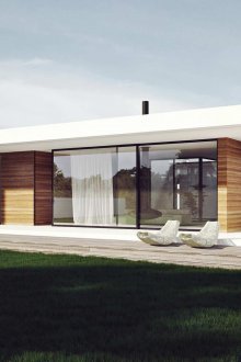 흰색 단층 집의 평평한 지붕