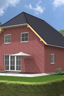 엉덩이 지붕이있는 2 층 집