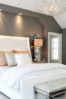 Art Nouveau gray and white bedroom