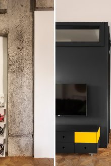 Черно-бели коридори с цветни акценти