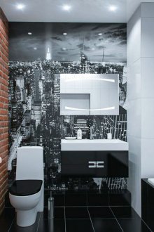 Bilik mandi dinding bata hitam dan putih