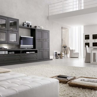 Черна стена в голям бял хол