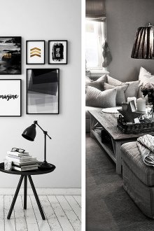 Черно-бял интериор на всекидневната