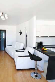 Черно-бяла всекидневна-кухня