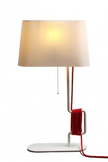 Бяла метална лампа за маса