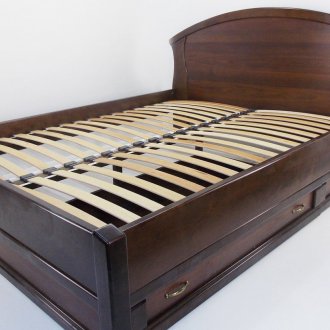 Тъмно кафяво легло с чекмеджета