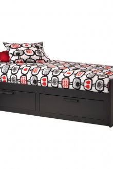 Черно детско легло с чекмеджета