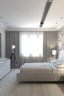 Бял таван в дизайна на спалнята