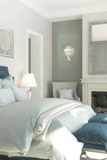 Бяло-зелени стени в спалнята