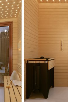 사우나의 아름다운 조명