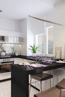 Красива кухня с полуостров