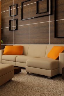 Стенна декорация и шкаф за венге в хола