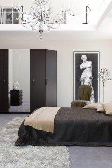 Венге мебели в интериора на светла спалня