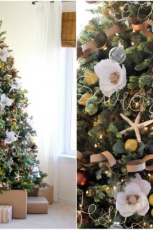 Коледна украса с цветя и играчки