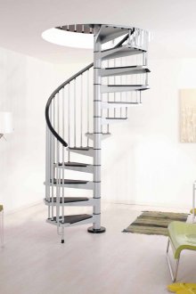 Сива и черна спирална метална стълба