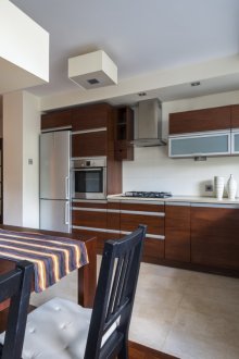 Brown kitchen set in the interior