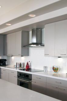 Gray kitchen set in the interior