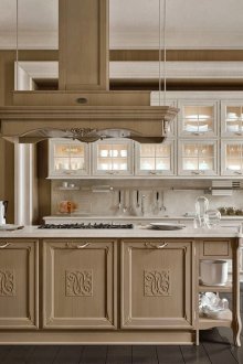 Kitchen-living room in beige tones