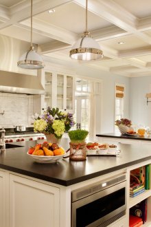 Kitchen in beige tones in the house.