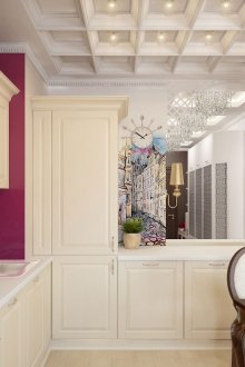 Beige and pink kitchen