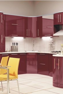 Cherry facade of the kitchen