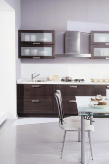 Brown and white kitchen